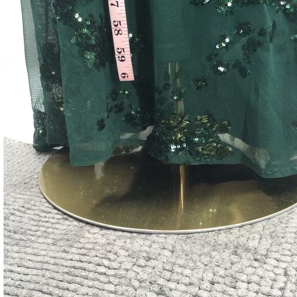 LULU'S SZ M Valhalla Forest Green Sequin Mermaid Lace-Up Maxi Dress NWT 0B5 - Picture 5 of 11